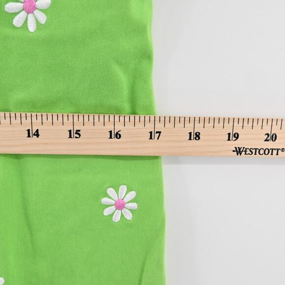 Vtg SAG HARBOR Green Embroidered Dress Size 10P Daisy Cotton Vibrant Bright Boho - Picture 6 of 13